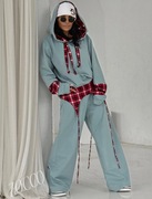 ZOCCO Luźny, ciepły komplet, z odpinanym ozdobnym pasem w kratkę