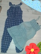 Zestaw r.122 7 lat sukienka ala jeansowa kombinezon spodnium hiszpanka