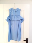 jasnoniebieska koszula bluzka z falbaną falbanką 36Sturkusowa błękitna