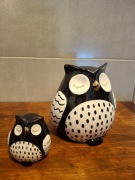 FIGURKA SOWA SOWY SOWA LOFT BIAŁO CZARNO ZŁOTA JESIEŃ 2 SZT