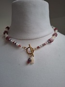 Naszyjnik handmade z naturalnych kamieni ametyst karneol turmalin 