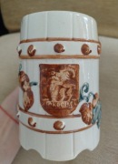 Kufel Beczka Okocim Ręcznie malowany Ceramika Vintage Relief Zdobienia