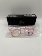 Różowe, okrągłe okulary model wyposażony w soczewki z filtrem Blue Light,