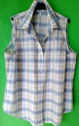 Escada letnia bluzka bez rękawa kamizelka 40 42 L XL bawełna krata