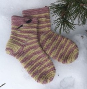 Naalbinding nalbinding skarpety 100% wełna reko Mammen (barwniki roślinne)