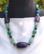  Naszyjnik  korale ametyst agat mszysty  sr.925