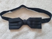 Muszka mucha smoking tuxedo czarna bow tie vintage duchesse organsin