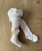 Kremowe rajstopy z kokardką 2-3 lat