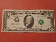 USA 10 DOLARÓW SERIA 1974 BANK OF BOSTON A-1