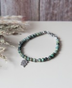 Bransoletka AUTUMN LEAF z kamieni -  turkus afrykański i liść - rękodzieło