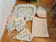 Zestaw niemowlęcy: kokon gniazdko + ochraniacz + kocyk MINKY – premium