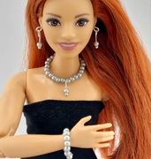 Zestaw biżuterii dla lalek Barbie szare perły