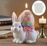 KRÓLIK Z PISANKĄ Wielkanocna forma silikonowa 7.8*8*5 do Świec Odlewów 