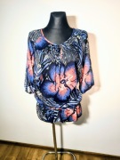Niebieska lekka tunika bluzka na lato rękaw 3/4 r. XL/XXL