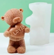 MIŚ z Sercem LOVE Walentynki forma silikonowa 9*6.3 do wosku robienie świec