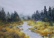 Akwarela obraz A3 pt. Leśna nostalgia