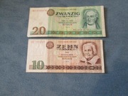 Banknoty Marki NRD. 1971 r,1975r. Tanio.