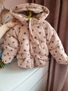 Kurtka jesienno zimowa w kwiatki beżowa kremowa Zara 110