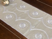 Bieżnik/Obrus lniany, haft ręczny kurpiowski - 184x37