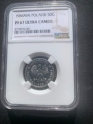 50 groszy 1986 NGC PF67 Ultra Cameo. Nakład 5000 szt.!!