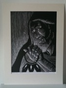 Grafika/Linoryt "Światłość świata", oprawa