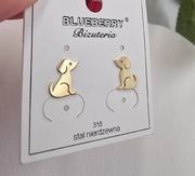 KOLCZYKI PIESKI ZŁOTE STAL CHIRURGICZNA 316L BLUEBERRY