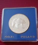 100 zł Ochrona Środowiska - Niedźwiedź srebro rok 1983