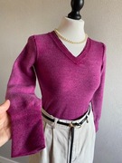 DKNY fuksjowy sweter damski premium 100% wełna jesień Capsule wardrobe