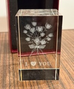 Śliczna szklana osoba I LOVE YOU 3D w pudełku 