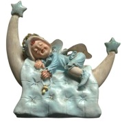 Figurki Aniołków Figurka Aniołek śpiący na księżycu skarbonka 14cm