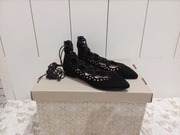 czarne wiązane baleriny marki Miss Selfridge roz. 38 wkładka 24,5 cm nowe