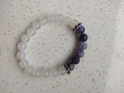 Bransoletka agat mleczny i smocze oko