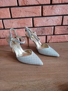 NOWE szpilki damskie roz. 37 srebrne – w szpic na wesele/imprezę