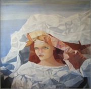 150x150cm. "Portret kobiety w szarościach". Pastisz.