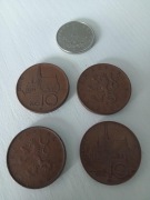 MONETA 1 korona czeska + zestaw monet 10 halerzy 4 sztuki Czechy