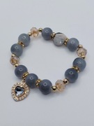 Bransoletka z szarych grafitowych kamieni jesienna kolekcja 