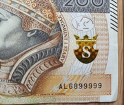 Banknot 200zł,rzadka seria niepowtarzalny numer