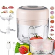 Rozdrabniacz elektryczny do czosnku, warzyw Różowy