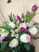 Stroik na grób okrągła wiązanka cmentarz kwiaty sztuczne kompozycja