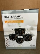 Zestaw garnków czarny ze złotym marmurem Masterpan