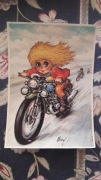 Vintage - urocza kartka, autor Michel Thomas "Les 1000 bornes"