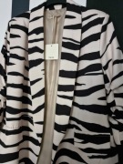 Vanis marynarka żakiet zebra beżowo czarna z marszczonym rękawem