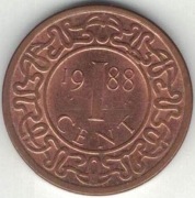Surinam 1 cent 1988 - 18 mm - nr 2