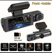 Kamerka samochodowa 3w1 przednia,wewnętrzna,tylnia kamera 1080p noktowizor 