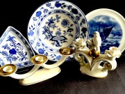 ZESTAW PIĘKNEJ STAREJ PORCELANY,PATERY,ŚWIECZNIKI.