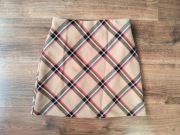 H&M * spódniczka beżowa trapezowa karmelowa romby kratka flanelowa * XS