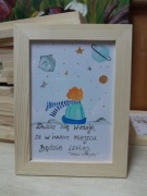 Akwarelka z cytatem z małego księcia 