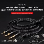 TRN T2 Pro 2Pin S. USB C DAC, 2.5,3.5,4.4mm Kabel Modułowy Czarny 