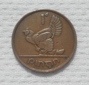 Irlandia Eire 1 pingin pens predecymalny 1942 KM# 11 Kura z pisklętami
