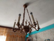 Antyczny, mosiężny żyrandol pałacowy w stylu regenc. - francuskie rokoko.